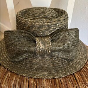 Betmar Olive Green Woven Hat with Bow
